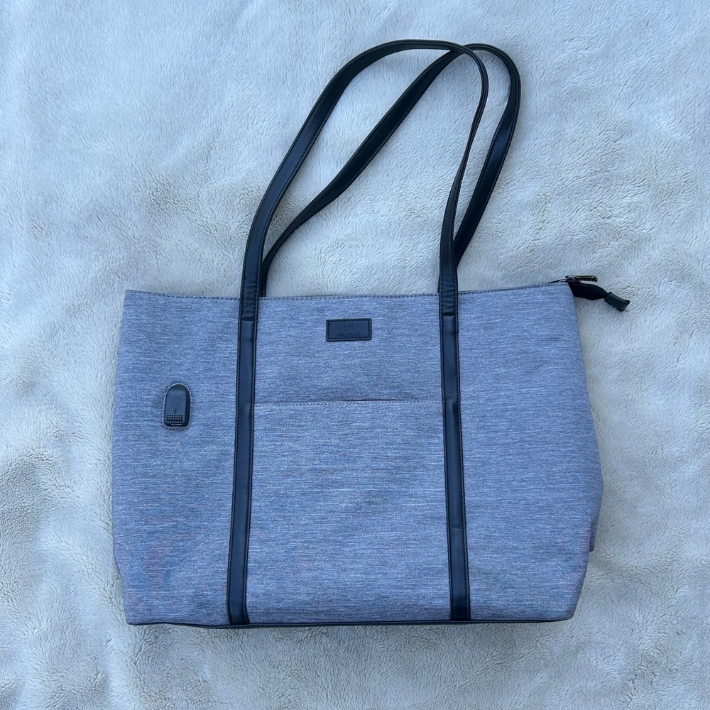 New Relayer grey tote bag briefcase laptop bag with cell phone charger